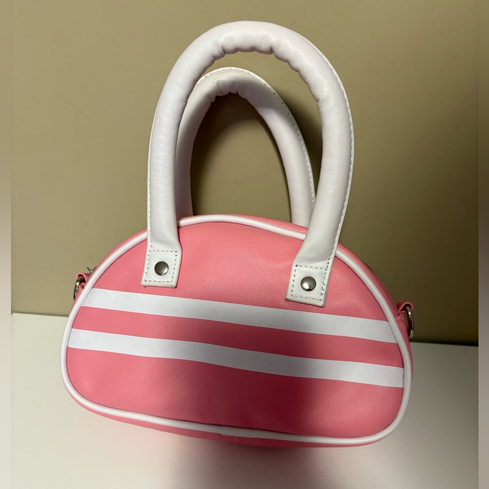 Pink and White Striped Dome Handbag
